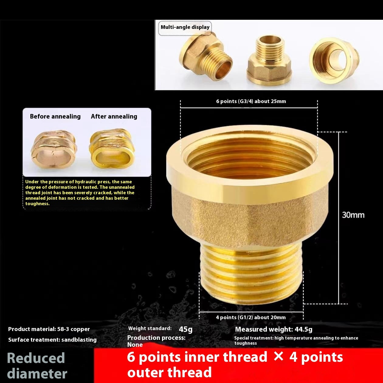 4-tap 6-minute Copper Reducing Pipe Plumbing Accessories